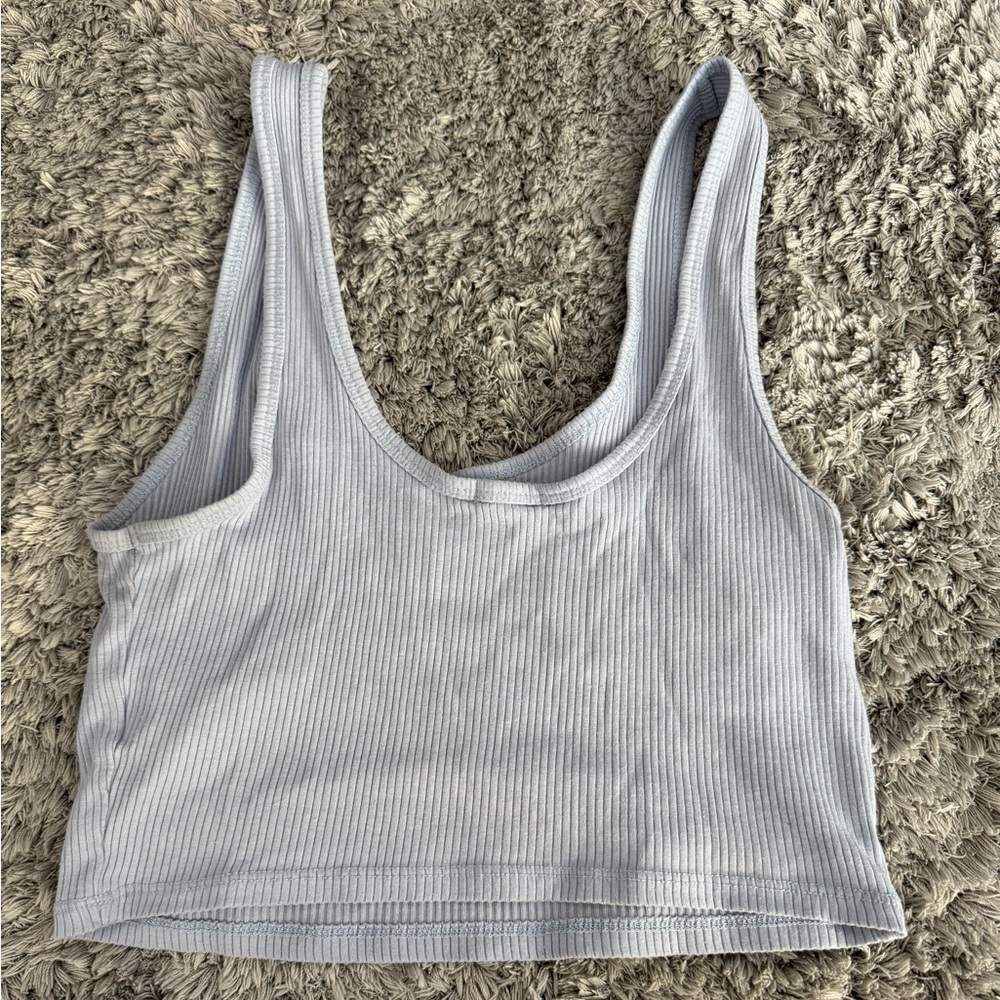Garage Blue Ribbed Crop Top - Picture 3 of 3